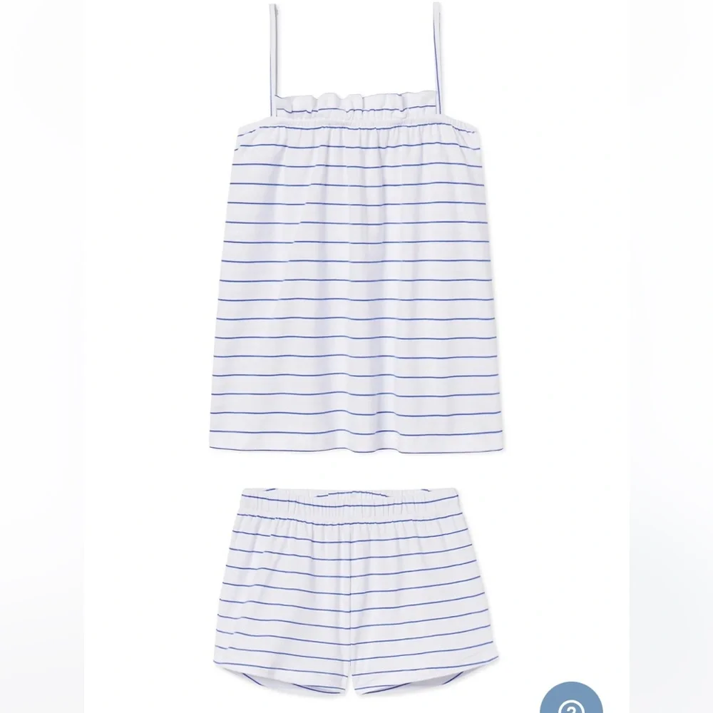 LAKE Pima Ruffle Shorts Set in Cobalt pajamas. Size Medium.